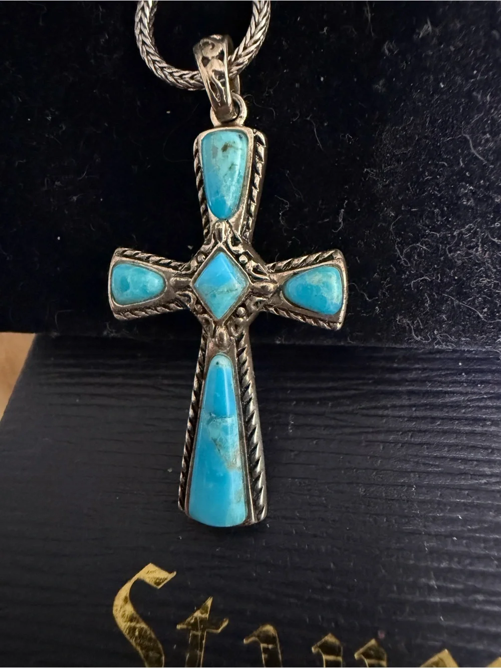 STAUER 925 Sterling Silver turquoise cross necklace
